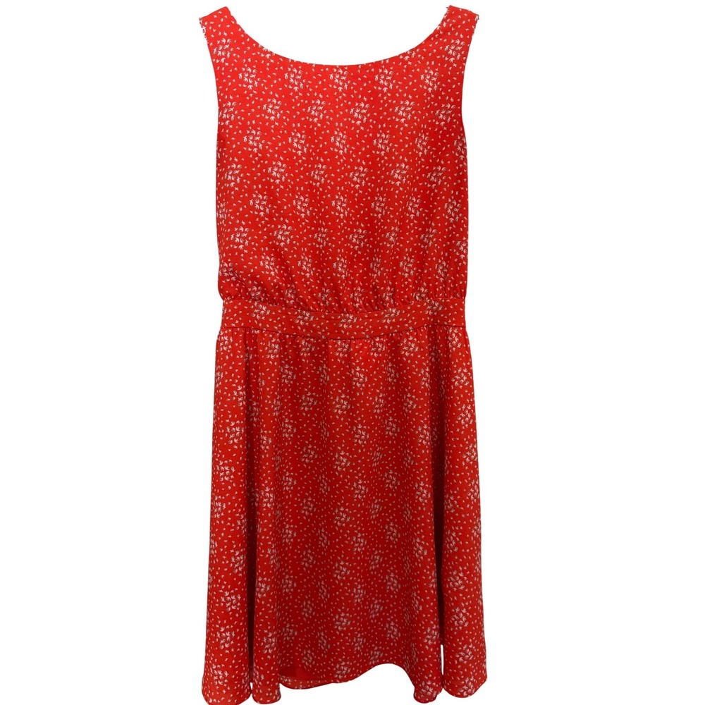 Gianni Bini Bird Print Dress Womens S Orange Fit Flare Sleeveless Mini